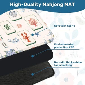 Coastal Mahjong Mat, Nantucket Mahjong Game Mat, Hydrangea Lobster Mahjong Table Cover, Preppy Beach House Decor image 4