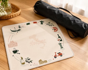 Italiano Mahjong Mat with Storage Bag, Italian Coastal Mahjong Mat, Amalfi Coast Game Night Tile Game Table Mat Gift for Players