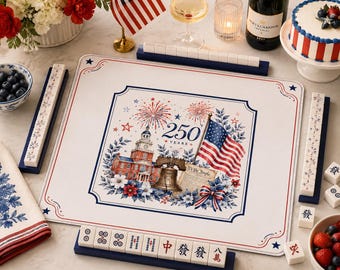 Patriotic 250th Anniversary Mahjong Mat, America gift, Independence Day Mahjong Game Mat, American Mahjong Gift, USA Party Decor  26"