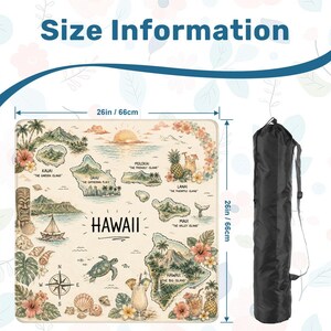 Hawaii Map Mahjong Mat,Vintage Hawaiian Islands Game Mat,Tropical Travel Mahjong Table Mat, Coastal Beach House Decor,Island Lover Gift 26'' Bild 2