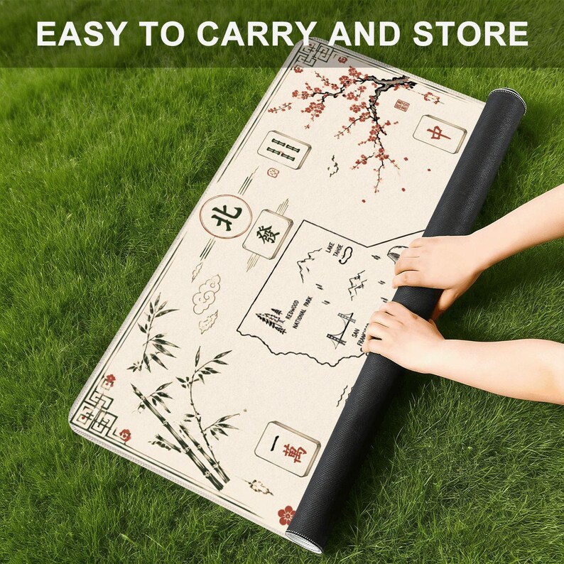 California Mahjong Mat, Chinoiserie California Map Mahjong Mat, West Coast Mahjong Gift, Asian Coastal Game Night Decor image 5