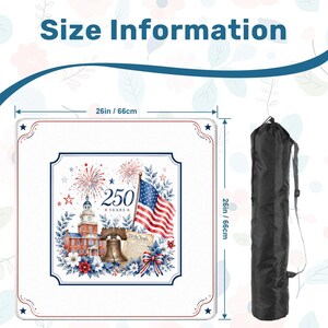 Patriotic 250th Anniversary Mahjong Mat, America gift, Independence Day Mahjong Game Mat, American Mahjong Gift, USA Party Decor 26" image 4