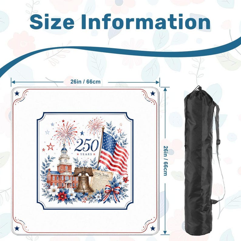 Patriotic 250th Anniversary Mahjong Mat, America gift, Independence Day Mahjong Game Mat, American Mahjong Gift, USA Party Decor 26" image 4