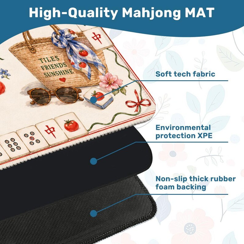 Tomato Girl Mahjong Mat, Summer Mahjong Game Mat, Coastal Italian Mahjong Decor, Mediterranean Mahjong Gift image 4