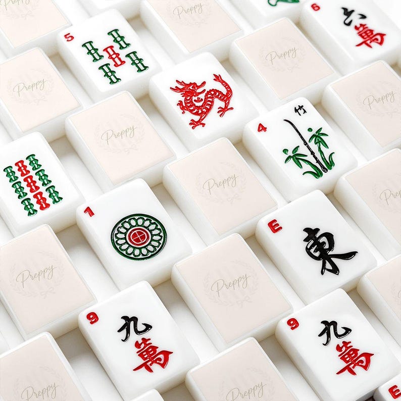 Preppy American Mahjong Set, 160 Tile Mahjong Collection,Acrylic Mahjong Tiles,MahjongTiles, Charleston Mahjong Game,Gift for Mahjong Lovers image 3
