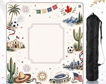 2026 Mahjong Mat,USA Canada Mexico Mahjong Game Mat,Soccer Fan Table Mat, International  Mahjong Gift,Travel Theme Mahjong Accessories 31.5"