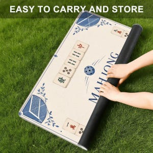 Tapete de pickleball y mahjong, tapete de juego de mahjong azul costero, mantel minimalista de club de campo, decoración preppy para noches de juegos imagen 5