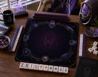 Tali'Zorah Mahjong Mat with Storage Bag, Sci Fi Gaming Table Mat, Space RPG Inspired Game Night Decor, Gift for Gamers