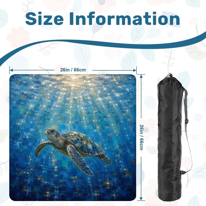 Sea Turtle Mahjong Mat, Coastal Ocean Game Mat,Sea Glass Turtle Table Mat, Beach House Mahjong Accessory, Ocean Lover Gift 26'',mahjong gift image 2