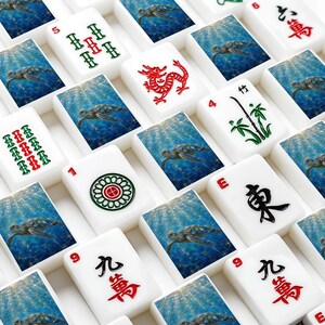 Juego de Mahjong Tortuga Marina, Fichas de Mahjong Acrílicas Océano, Juego Costero, Edición Jardín 160 Fichas, Colección de Mahjong Casa de Playa imagen 9