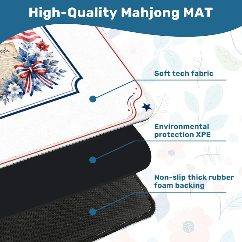 Patriotic 250th Anniversary Mahjong Mat, America gift, Independence Day Mahjong Game Mat, American Mahjong Gift, USA Party Decor 26" image 5
