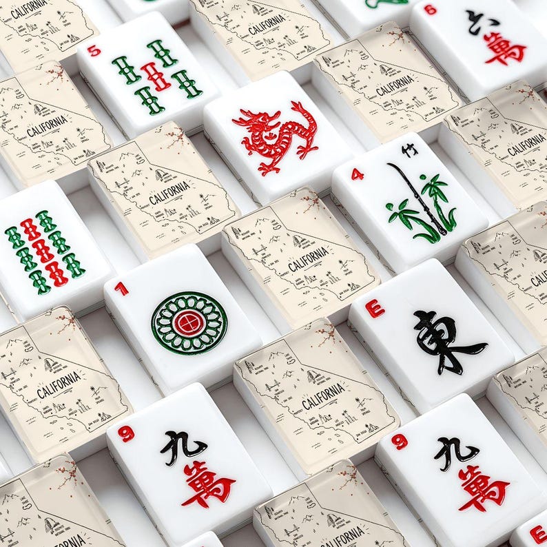 California Mahjong Tiles Set, West Coast Mahjong Set, Chinoiserie California Mahjong Gift, American Mahjong 160‑Tile Set image 7