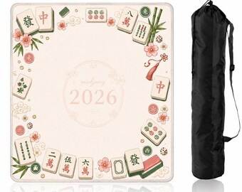 Mahjong 2026 Mat with Storage Bag, Cherry Blossom Mahjong Mat, Lunar New Year Game Night Table Mat Mahjong Player Gift
