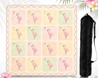 Tapete de Mahjong de Flamenco Rosa, Tapete de Juego de Flamenco Preppy, Tapete de Mesa Costero Pastel, Accesorio de Mahjong de Playa de Palma, Regalo de Ave Tropical 26", regalo de mahjong