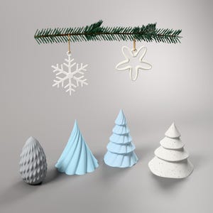 3er-Set Bandstern Anhänger Elfenbein – Christbaumschmuck Stern, Weihnachtsdeko skandinavisch, 3D-Druck Baumschmuck – group
