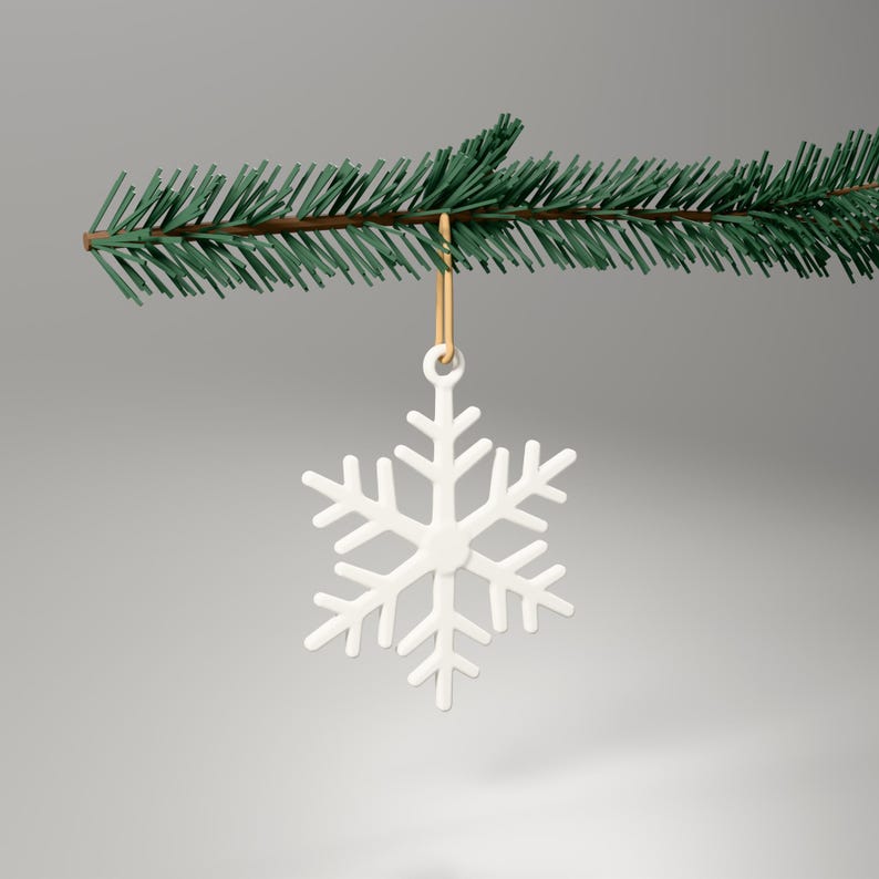 Schneeflocke Anhänger weiß – Christbaumschmuck modern, Weihnachtsbaum Deko skandinavisch, 3D-Druck – hero