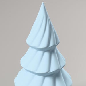 Weihnachtsdeko Tanne eisblau gedreht – moderne Tannenbaum Figur, Skandi Winterdeko, 3D-Druck – detail