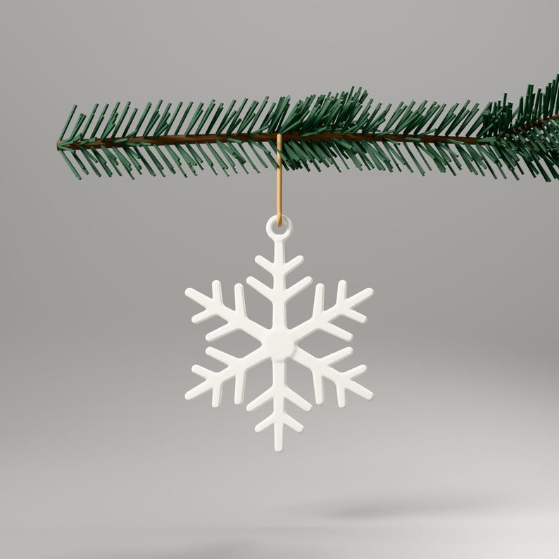 Schneeflocke Anhänger weiß – Christbaumschmuck modern, Weihnachtsbaum Deko skandinavisch, 3D-Druck – angle-2