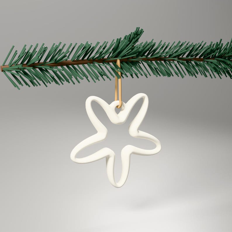 3er-Set Bandstern Anhänger Elfenbein – Christbaumschmuck Stern, Weihnachtsdeko skandinavisch, 3D-Druck Baumschmuck – hero
