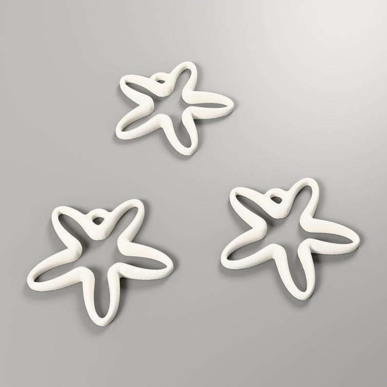 3er-Set Bandstern Anhänger Elfenbein – Christbaumschmuck Stern, Weihnachtsdeko skandinavisch, 3D-Druck Baumschmuck – bundle-alt