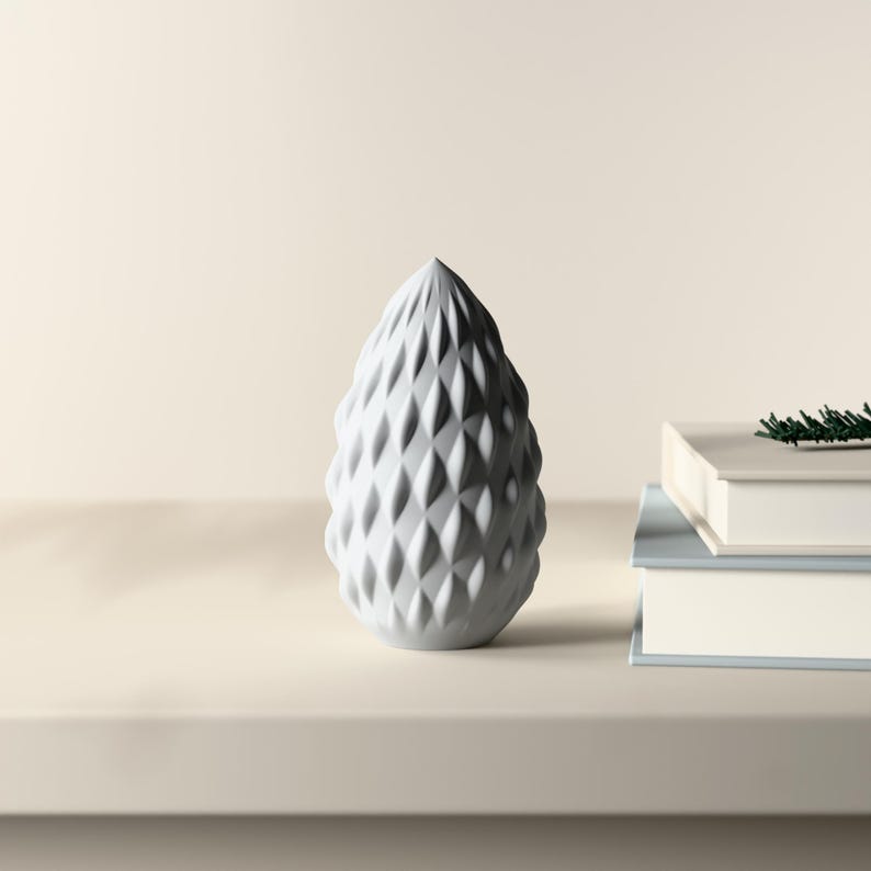 Tannenzapfen Deko grau – moderne Weihnachtsdeko Figur, Skandi Winterdeko, 3D-Druck – lifestyle