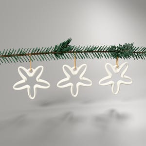 3er-Set Bandstern Anhänger Elfenbein – Christbaumschmuck Stern, Weihnachtsdeko skandinavisch, 3D-Druck Baumschmuck – bundle-hero