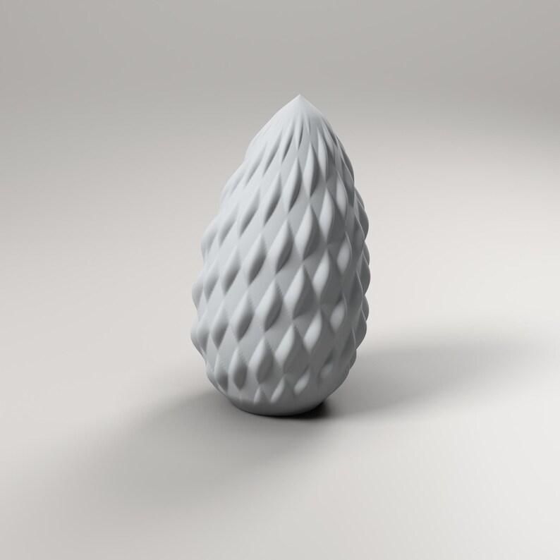 Tannenzapfen Deko grau – moderne Weihnachtsdeko Figur, Skandi Winterdeko, 3D-Druck – angle-1