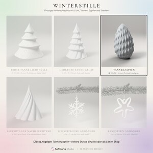 Tannenzapfen Deko grau – moderne Weihnachtsdeko Figur, Skandi Winterdeko, 3D-Druck – collage-focus
