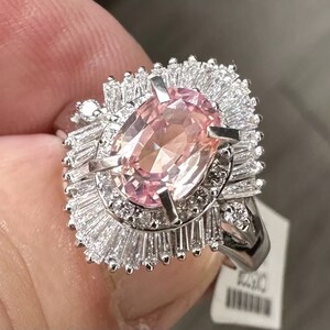 A Delightful 1.49ct Padparadscha Sapphire & Diamond Platinum Ring AIGS ...