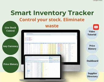 Restaurant Inventory Tracker | Stock Control Google Sheets | Waste Log | COGS Calculator | Par Sheet