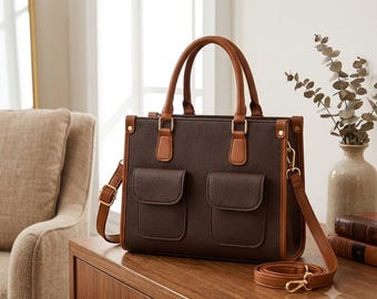 Elegant Leather Handbag | Luxury Tote Shoulder Bag for Women, Office, Casual Use