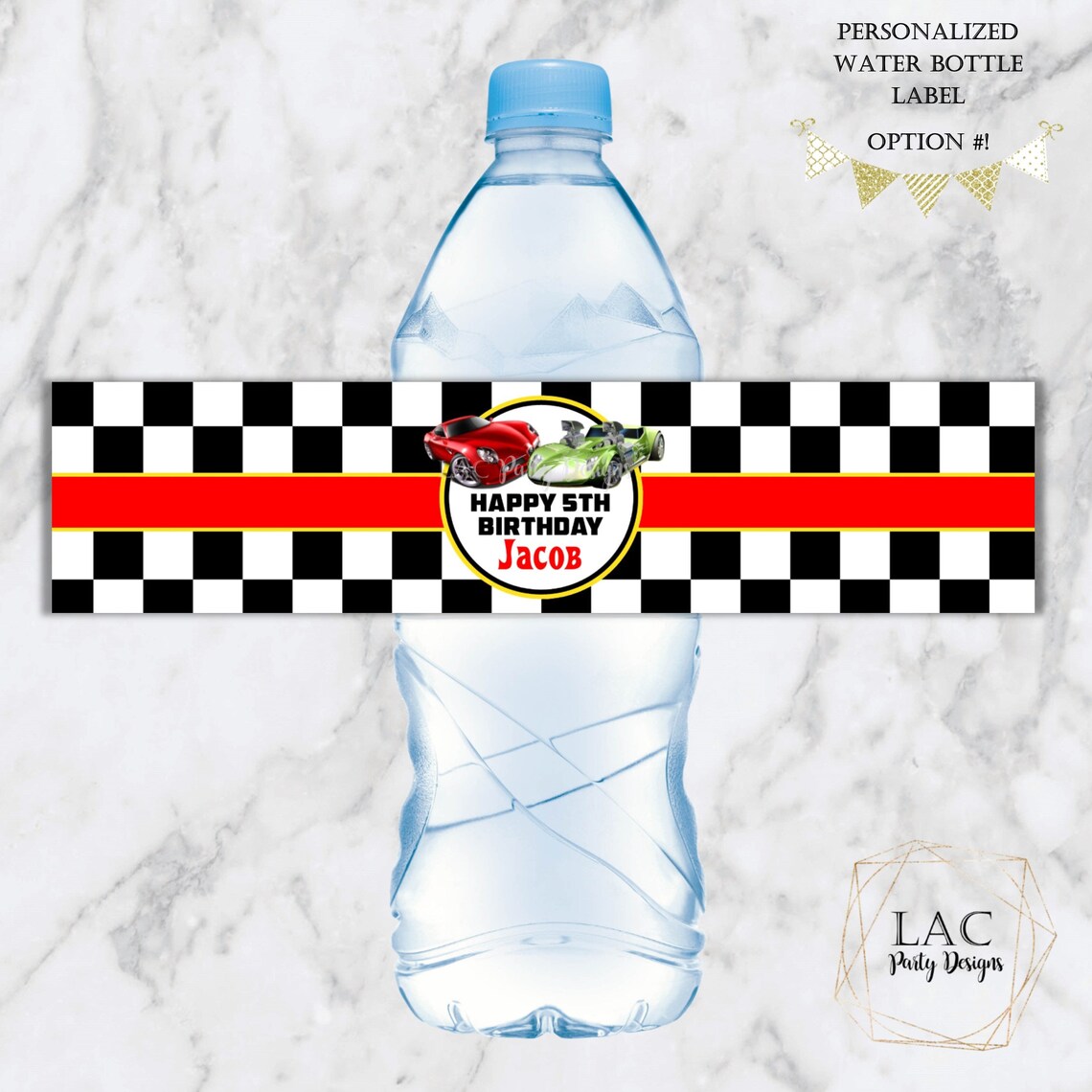 Race Car Water Bottle Label Printable water bottle label DIY | Etsy