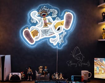 Anime Neon LED Wall Light, Pirate Character Acrylic Lamp, Gaming Room Decor
