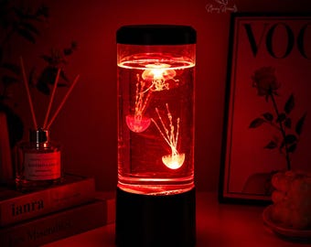 Lámpara de medusa, flotante realista, cambio de color RGB, control remoto, luz ambiental USB.