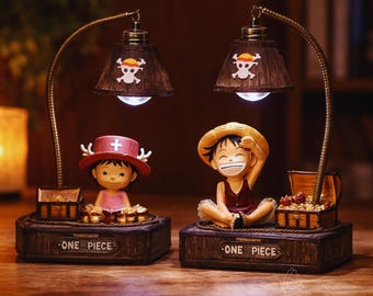 One Piece Anime Character Desk Lamp, Pirate Manga LED Night Light, Resin Decor