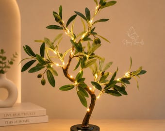 Lampa oliwna LED, ciepłe białe lampki choinkowe, realistyczne liście, dekoracja stołu (USB/bateria)