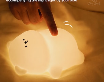 Veilleuse ours en silicone, lampe de chevet RGB tactile à intensité variable, décoration de chambre d'enfant