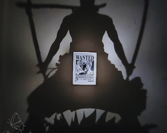 Lámpara de sombra de anime, silueta del pirata Zoro, luz nocturna LED, recargable por USB.