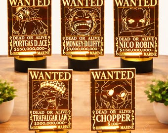 Lámpara de noche LED 3D de anime pirata, lámpara de ilusión acrílica con control remoto, decoración para dormitorio infantil, regalo estilo manga, luz para habitación otaku