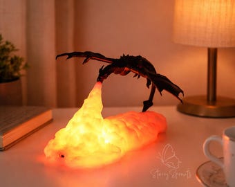 Lámpara LED 3D con forma de dragón de fuego, luz nocturna de fantasía recargable por USB, decoración para escritorio de juegos.