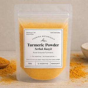 Cúrcuma orgánica en polvo 50 g / Especia molida pura, hierba natural de Malasia