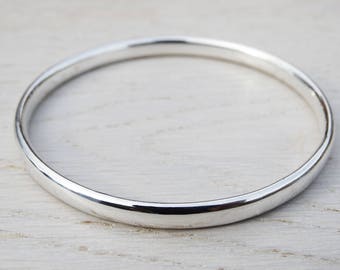 Chunky Silver Bangle, Solid Silver Heavy Bangle, Sterling Silver