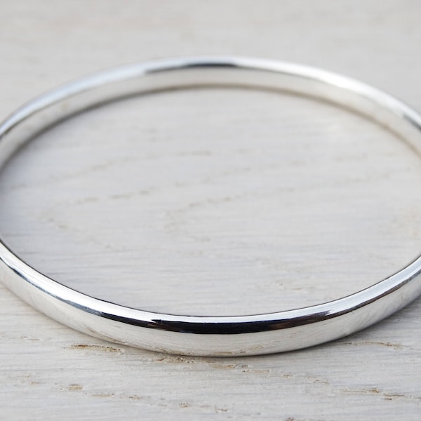 Chunky Silver Bangle, Solid Silver Heavy Bangle, Sterling Silver