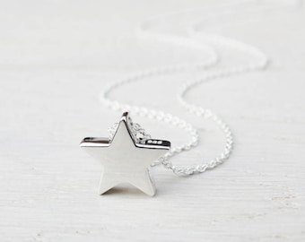 Silver Star Necklace - Solid Sterling Silver