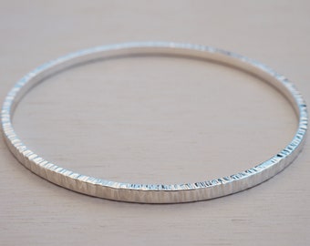 Silver Bangle, Solid Silver Textured Bangle, Sterling Silver