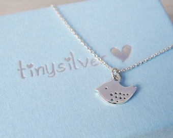 Tiny Silver Bird Necklace - Childrens Jewellery - Sterling Silver