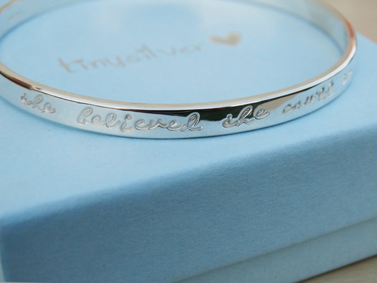 Silver Message Bangle Script Sterling Silver | Etsy