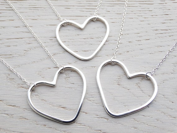 Large heart sale necklace silver
