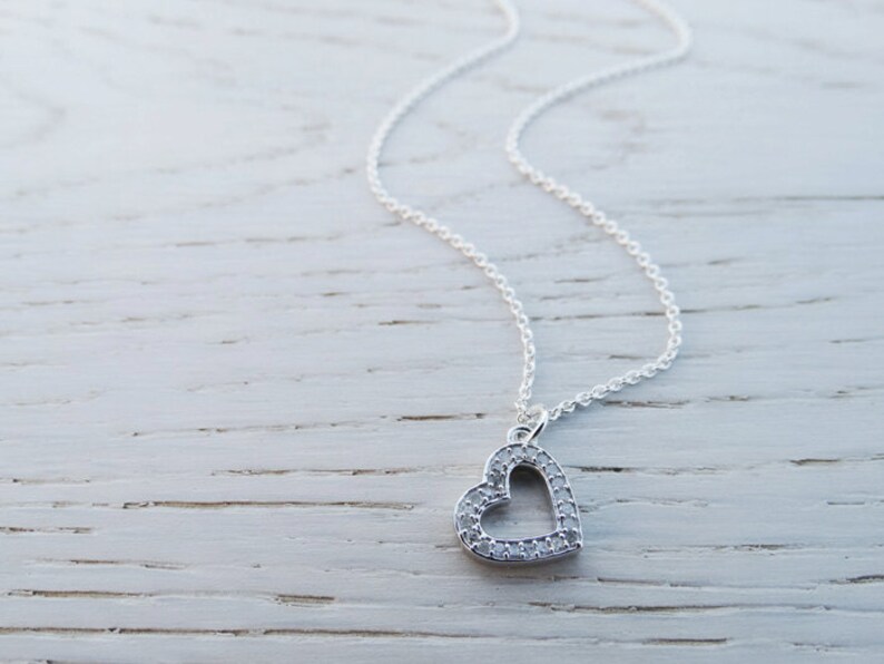 Silver Diamond Heart Necklace Diamonds Sterling Silver