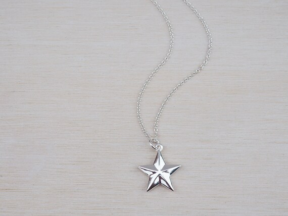 Silver Star Necklace | Geometric | Solid Sterling Silver - Etsy